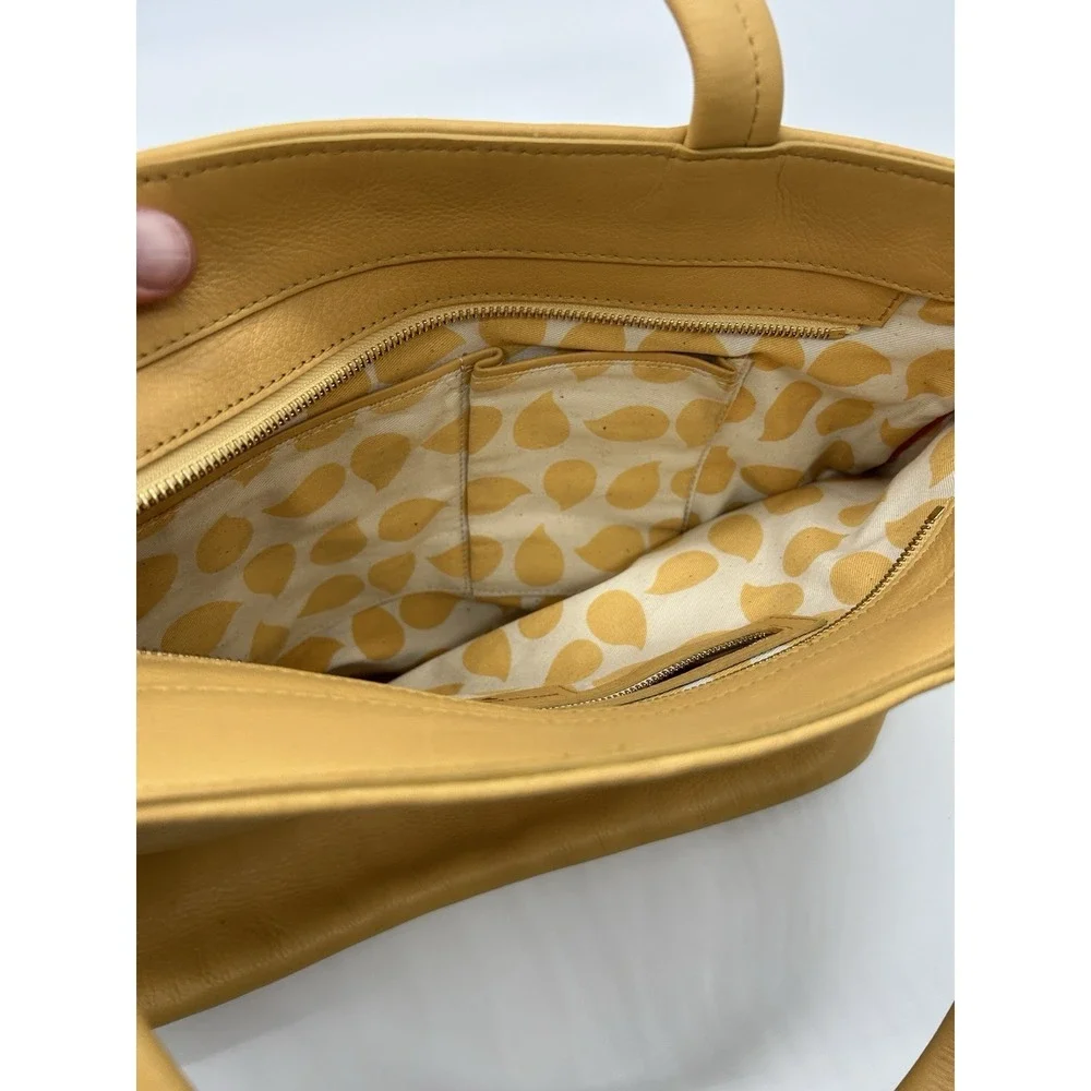 HELEN KAMINSKI Yellow Leather Raffia Woven Tote Shoulder Bag Handbag Artisanal